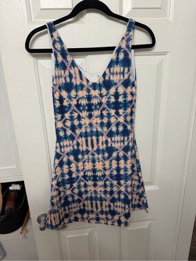 SKATIE Sleeveless Tie-Dye Shift Dress in Navy and Peach
